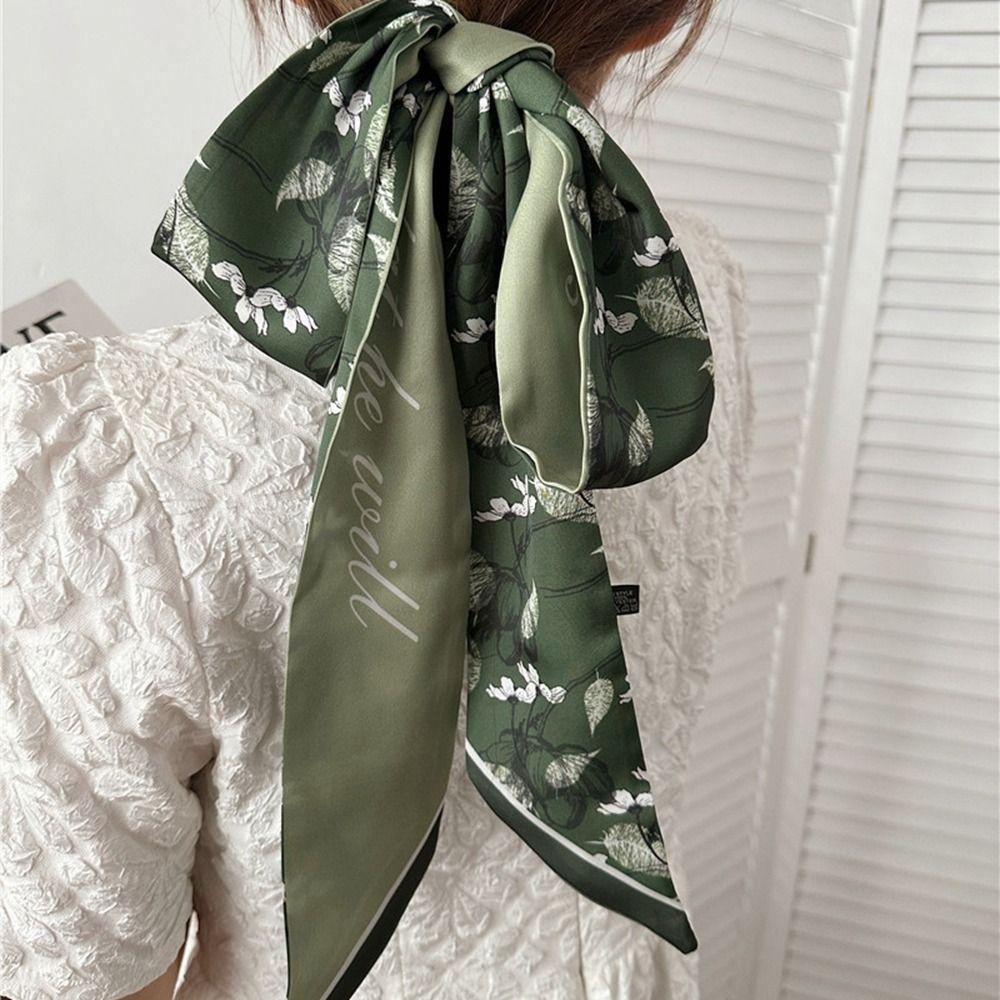 

Flower Silk Scarf Ribbon Headband Printed Scarf Simple Long Scarf Female