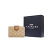 New COACH Corner Zip Coated Canvas With Leather Coin Purse Wallet Women's Khaki C0082-IMNLJ