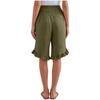Damen Farbige Hohe Taille Plissierte Baumwolle Leinen Lockere Freizeitshorts
