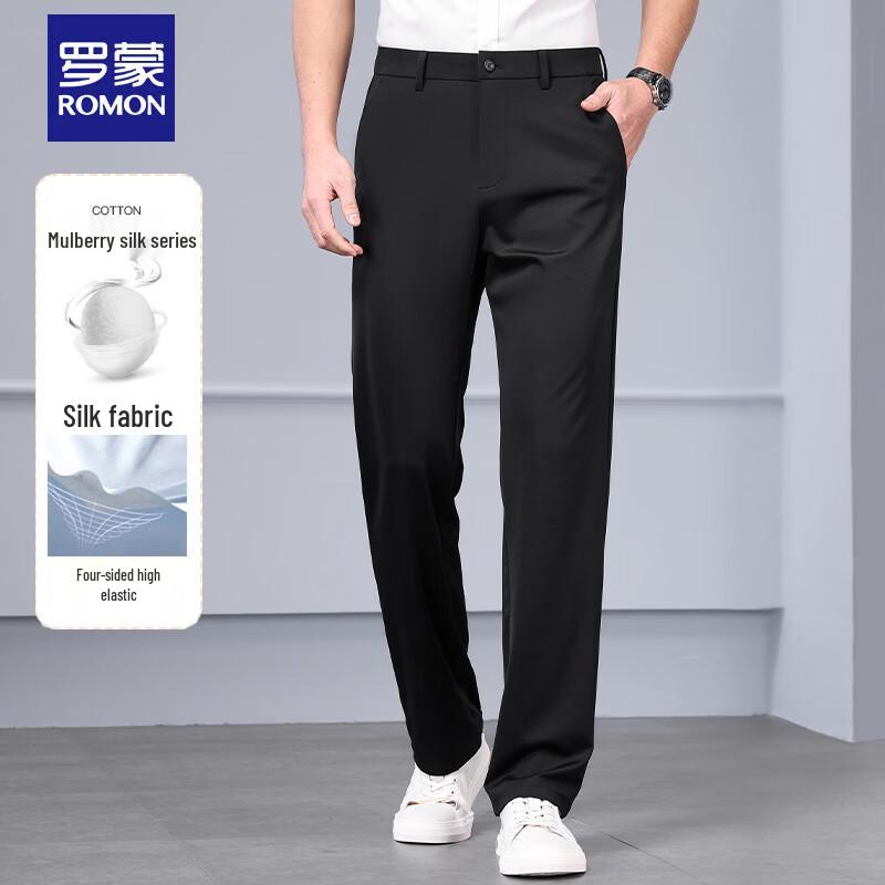 

ROMON Men s Four-Way Stretch Business Straight-Leg Pants 34