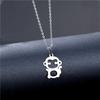 Stainless Steel Hollow French Bulldog Necklace For Kids Girl Kitty Dog Pendant Engagement Party Gift Pet Lover Statement Jewelry