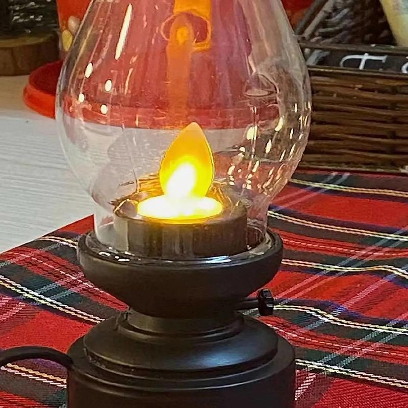 Retro Candle Lamp Flameless Candlestick Night Light Desktop Candle Holders Ornaments Living Room Bedhead Decoration Photo Props