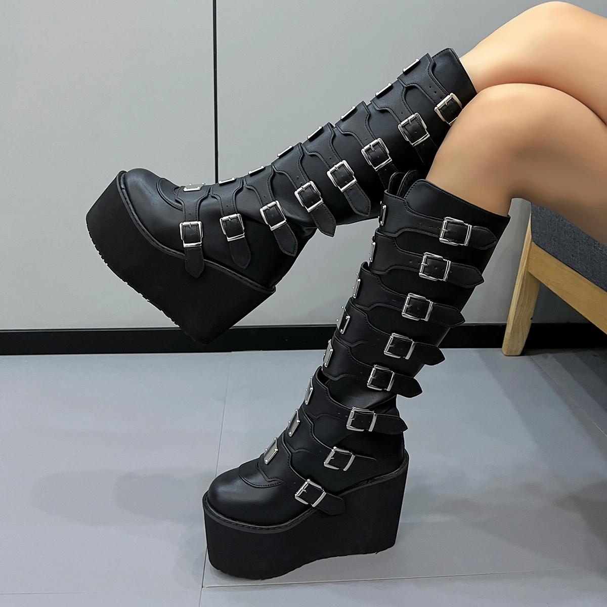 

Женская обувь 2024. Женские сапоги до колена. Модные современные ботинки с пряжкой на ремне. Женские новые женские туфли на молнии сзади. Лидер продаж. Женская обувь на платформе. 38 чёрный