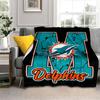 Vintage Miami Dolphins Team Logo Blanket Home Decor Soft And Comfortable Bedroom Sheet Outdoor Plush Blanket