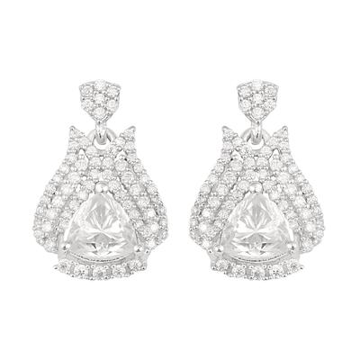 Moissanite Drop Layered Halo Earrings - 925 Sterling Silver