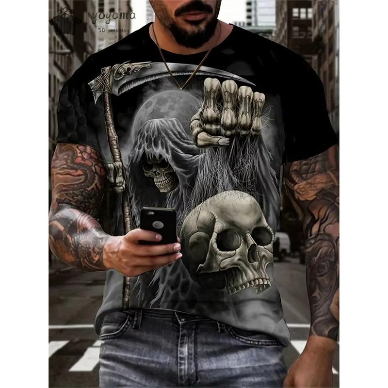 Sommer Straße Horror Totenkopf Spannendes Design 3D Gedruckt Gotisch Hip-Hop Herren