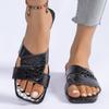 Large Size Flat-bottomed Cool Slippers Casual Wear Simple and Fashionable Square Head Vacation Beach Sandals