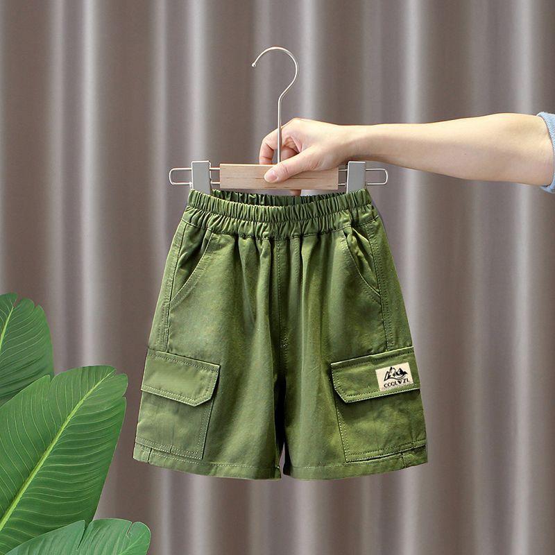 

Мальчиковые брюки шорты летние брюки детские рабочие брюки тонкие и модные прямые укороченные брюки 120 зелёный