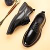 Low-top black leather shoes men's autumn retro round head dress business men's shoes young men's leather shoes