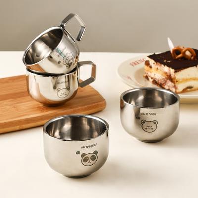 100ml Heißtee Kaffeetassen Doppelschicht Wasserbecher 304 Edelstahlbecher Kinder Trinkgeschirr Restaurant Kindergarten Tasse