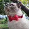 1PC Cute Pet Suede Bow Tie Collar with Bell Breakaway Adjustable Solid Color Safety Collar for Kitten Puppy