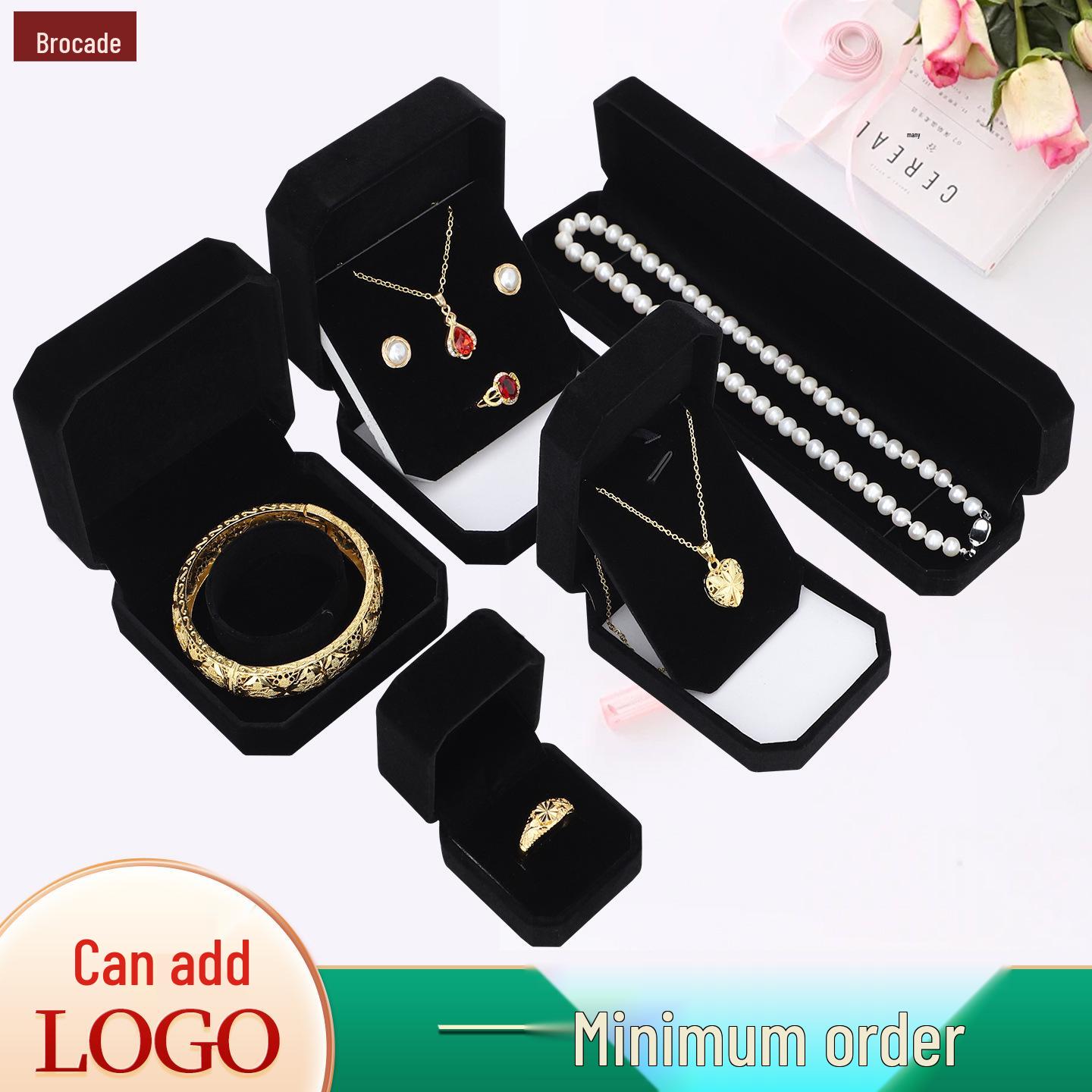 

All Black Octagonal Velvet Jewelry Box for Rings, Pendants, and Bracelets Gift Set 10088: All Black Ring Box New Octagonal