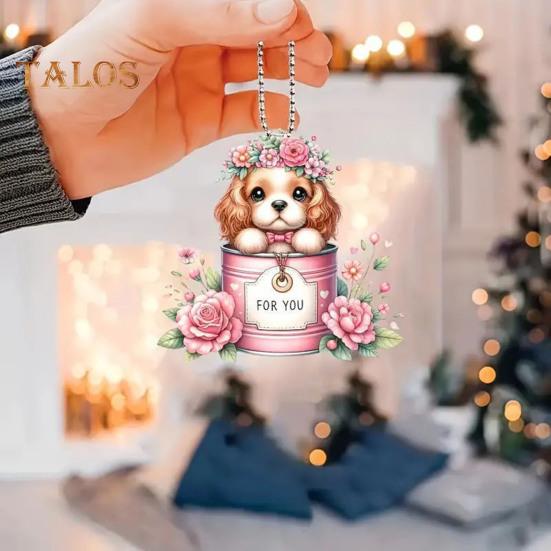 Pandantiv mașină Acrilic Câine balansoar Ușor Oglindă pentru mașină Atârnat Accesorii pentru interiorul mașinii Geantă de umăr Decorare ghiozdan Charm Cadou de Ziua Îndrăgostiților