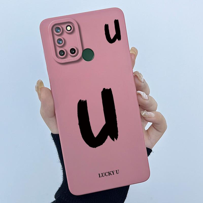 Casing For Realme 7i 7 i RMX2103 Realme C17 RMX2101 Phone Case Lucky Initial Letter Silicone Matte Soft Shockproof Bumper Cover