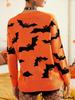 Women's Halloween Jacquard Sweater, Long Sleeve Knitted Top for Autumn/Winter