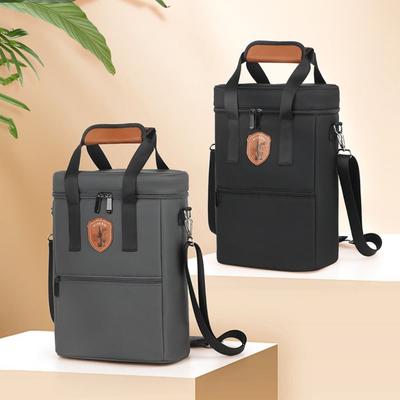 Leakproof Bottle Wine Carrier Bag Top Zip Closure 2 Bottle Tote Portable Beverage Travel Bag  Party