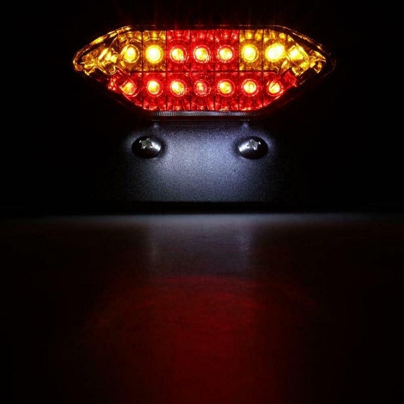 Universal 12V Motorcycle LED Brake Tail Light Signal Lights LED Integrated Tail Light with License Plate Bracket