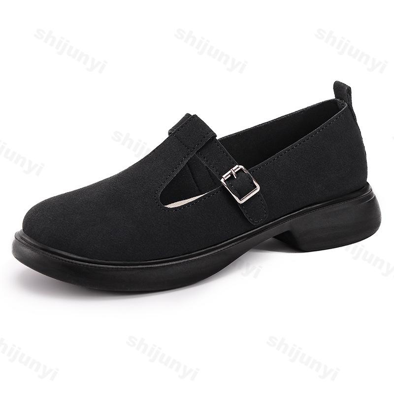2025 Spring Antumn New Style Fashion Height Increase Shoes Casual Shoes Comfortable Non Slip Loafers Buckle Strap Women's Shoes