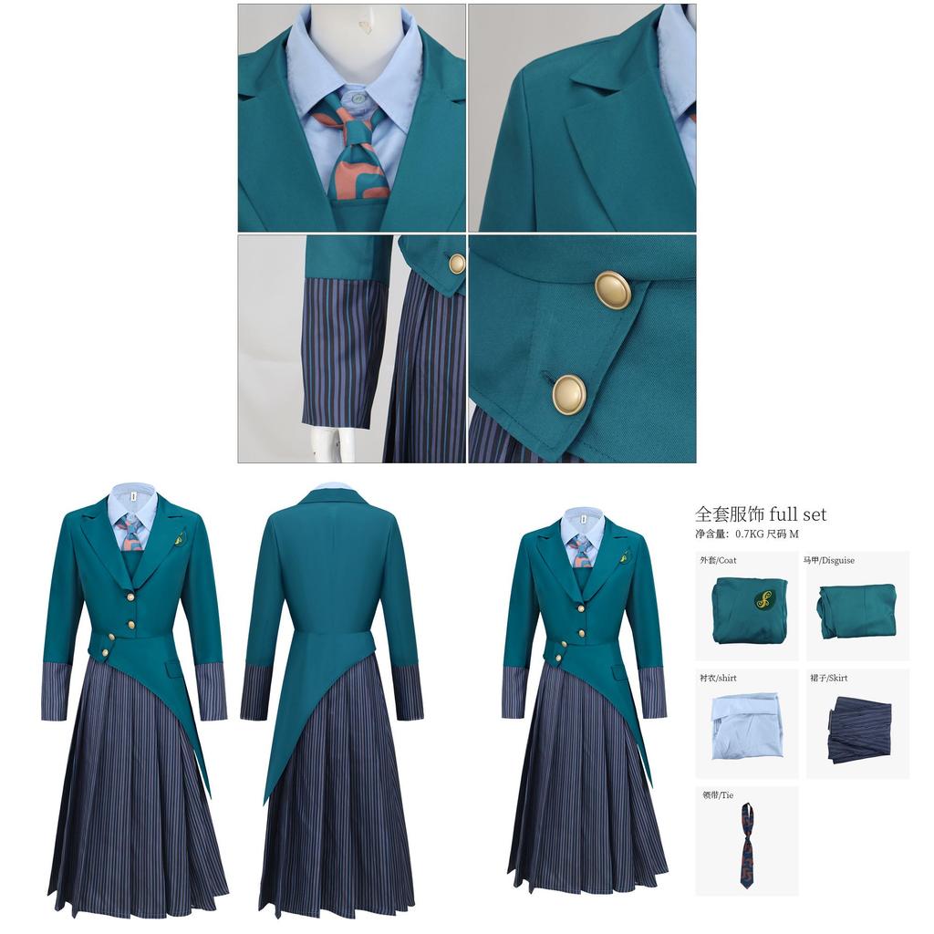 Wicked School Uniform Costume Set For Girls With Polyester Fabric For Halloween And Cosplay
