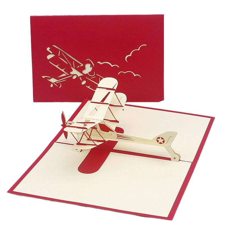 

3D Pop UP Card Birthday Greeting Invitation Card Party Favors Laser Cut Gifts Airplane Miniatures Postcard Envelopes TMZ