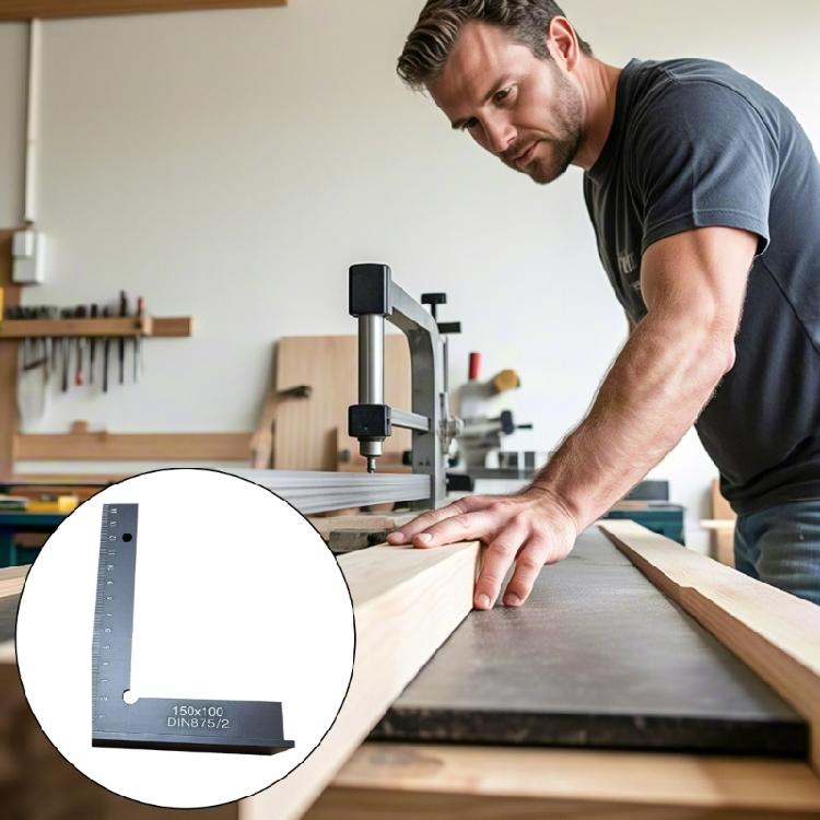 Right Angles Ruler Positioning Block Layout Tool Aluminium Square with Seat Precision Woodworking Ruler Measuring Tool