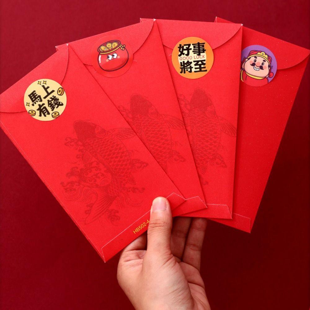 4Pcs/set DIY New Year Self-adhesive Sticker Sealed Red Envelope Bag Sticker  Spring Festival