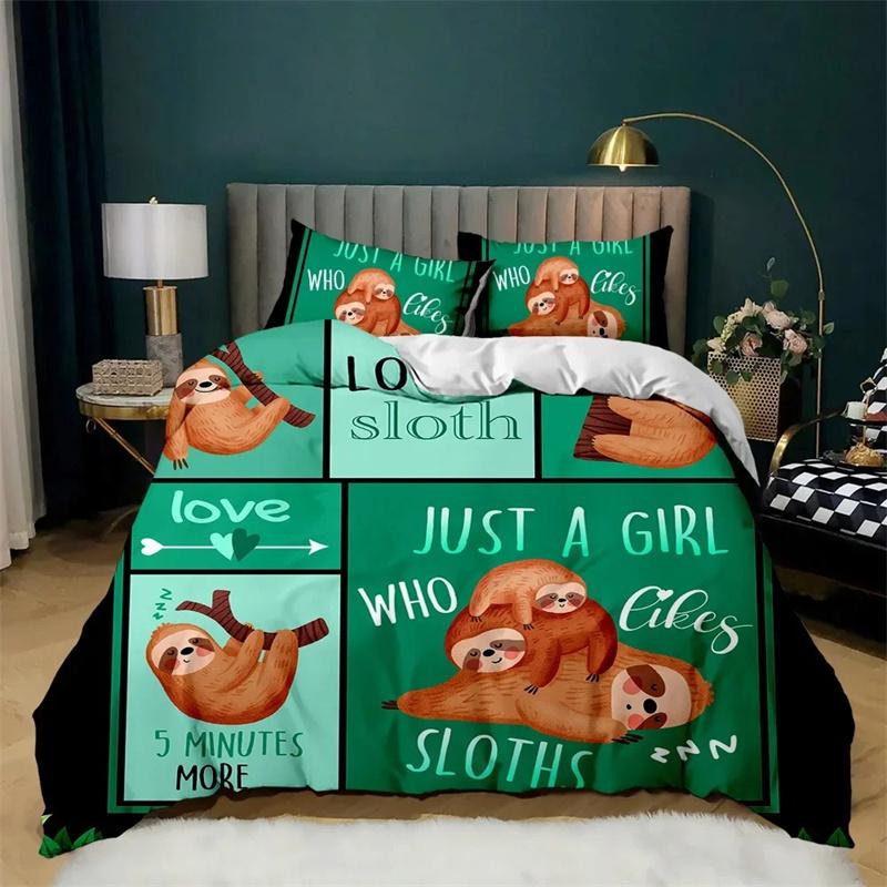 Cartoon Duvet Cover Set Howling Wolf In The Moonlit Night Bedding Set Polyester Just A Girl Who Loves Wolves Pattern Quilt Cover