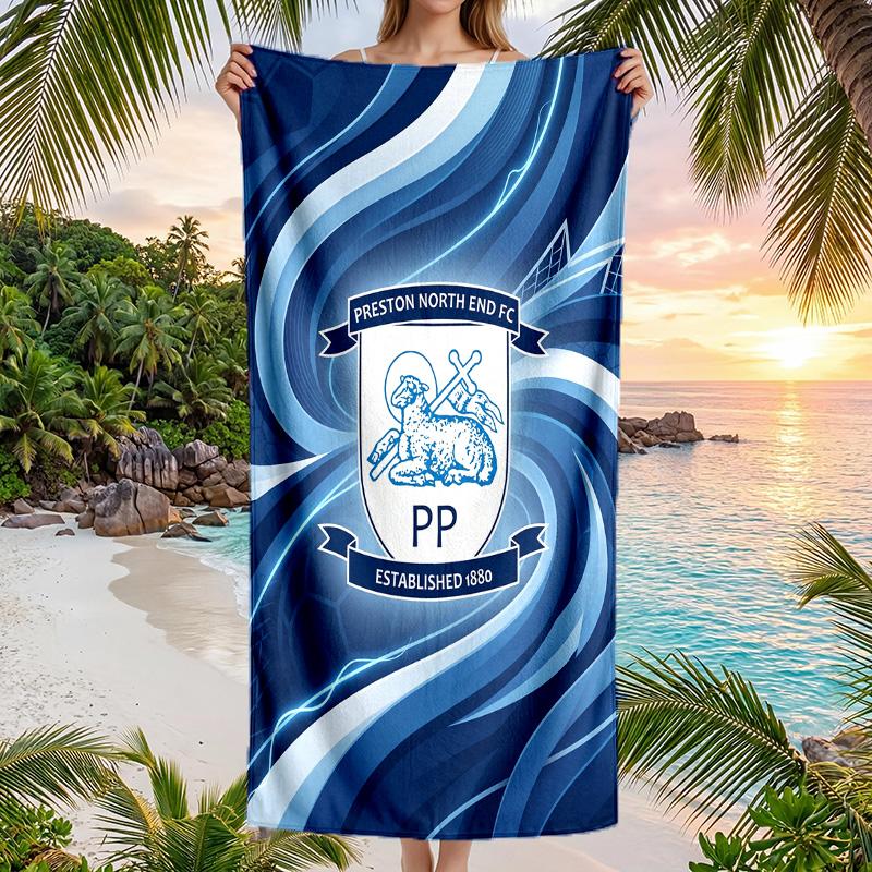 Asciugamano da Spiaggia Preston North End Football Morbido Microfibra Asciugamano Estivo Asciugatura Rapida Assorbente per Spiaggia Piscina Viaggio