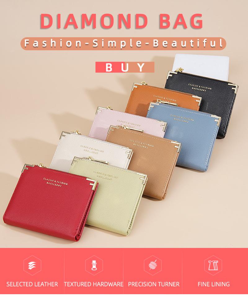 Women's Baellerry Bifold Wallet: Stylish Short Wallet with Zipper Coin Purse & Buckle
