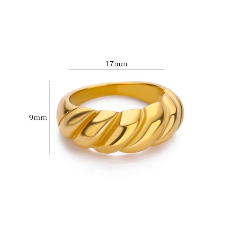 Wind Vacuum Plated Stainless Steel Croissant Ring Women's Multi-layer Twist Line Twist Ring