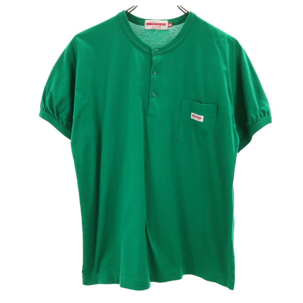 MIKIHOUSE Rückseitiges Logo Kurzarm Henry-Kragen T-Shirt M grün Herren Gebraucht