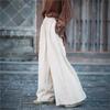 Women Vintage Solid Color Wide Leg Pants Elastic Waist Patchwork Trousers Spring Chinese Style Long Pants