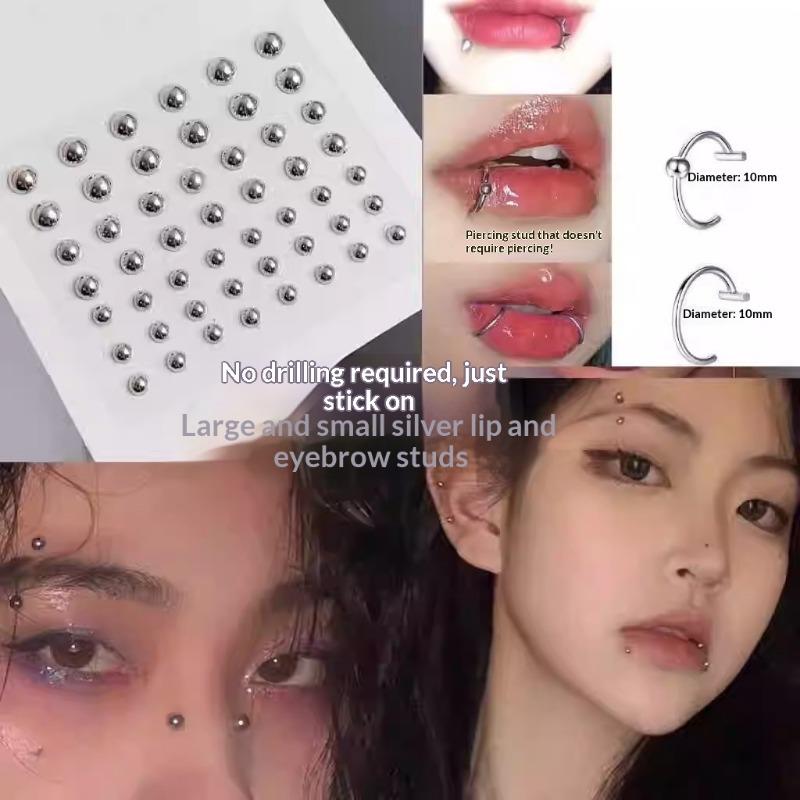 Punch-free Lip Nail Lip Ring Spice Girl Devil Nail Hemisphere Paste Earring Nail Ear Bone Nail Lip Nail Titanium Steel False Lip Ring