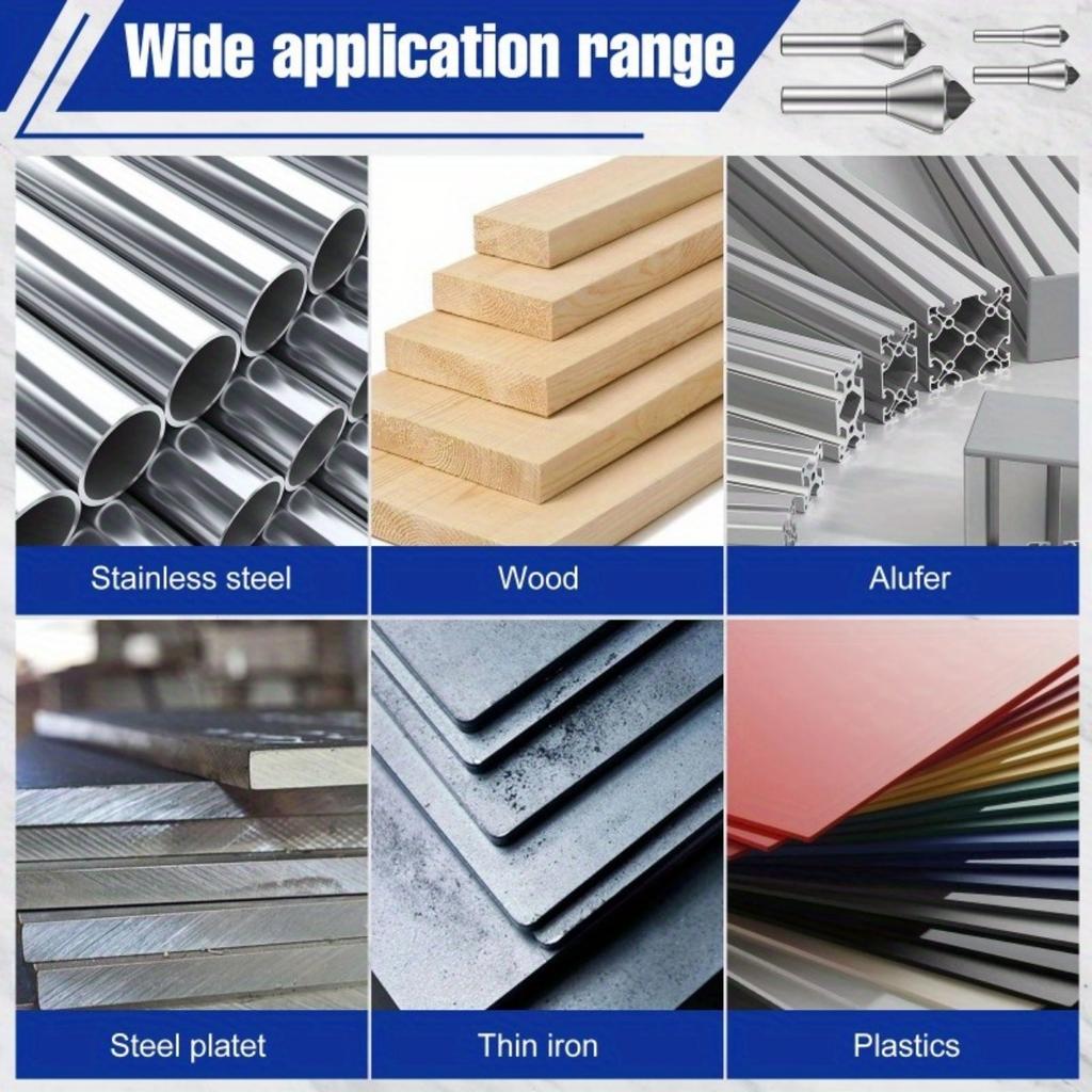 4pcs HSS Deburring Chamfering Cutter Countersink Drill Bits Titanium Coated Smooth Hole Metal 90 Degree Round Shank Hole Cutter