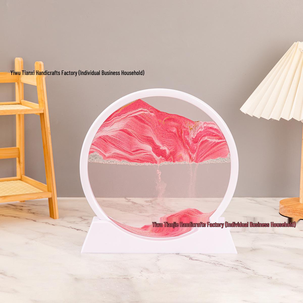 

3D Quicksand Hourglass Art: Decompression Landscape Ornament for Home or Office Decor 7-inch Plastic Base (Diameter 18CM)