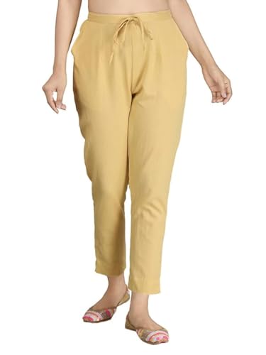 Digital Shopee Ankle Length Drawstring Trouser Pant For Women | Girls Beige