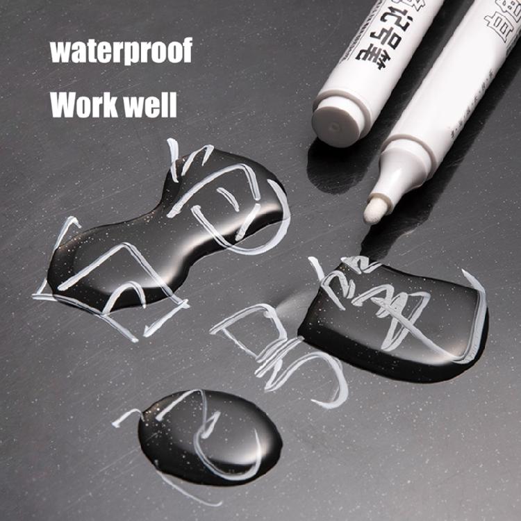 10 Pieces White Markers Waterproof Paint Pens Permanent Markers Marker Pens Oil-based Markers for Tire Metal Glass