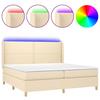 VidaXL Slat Bed Base with Mattress and LED, Upholstered Bed with Headboard, Double Bed, Adult Bedroom Bed, 3138826