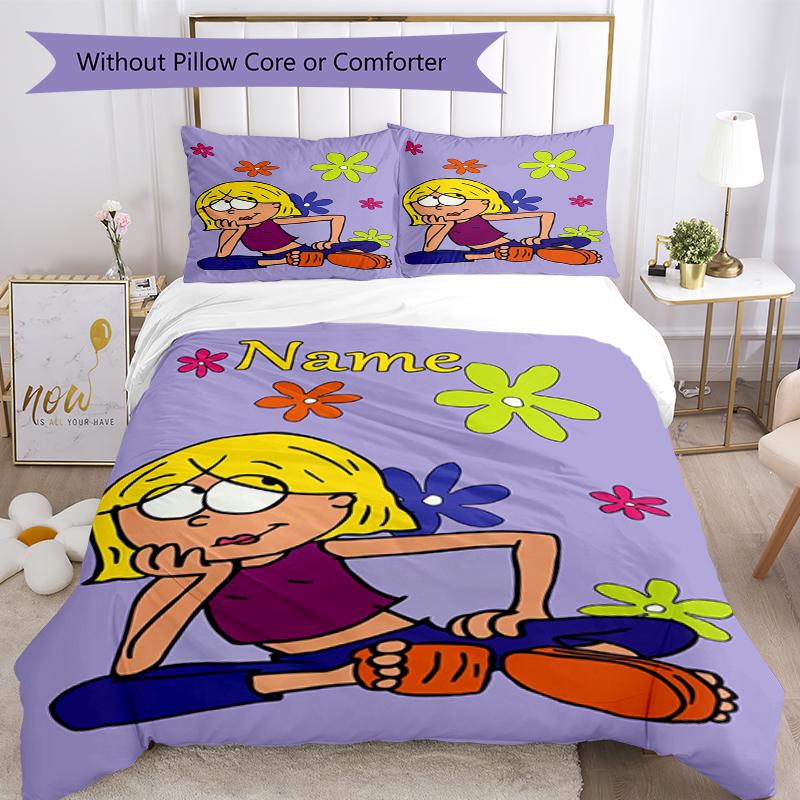 3pcs Custom Name Lizzie McGuire Bedding Set Duvet Cover Closure Includes 1 Duvet Cover & 2 Pillowcases, Soft and Comfortable for All Seasons.
