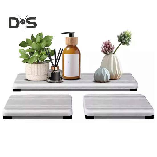 3Pcs Water Absorbing Stone Tray Stripe Design Quick Drying Sink Drain Mat Anti-Slip Soap Holder Kitchen Bathroom Vanity Trays