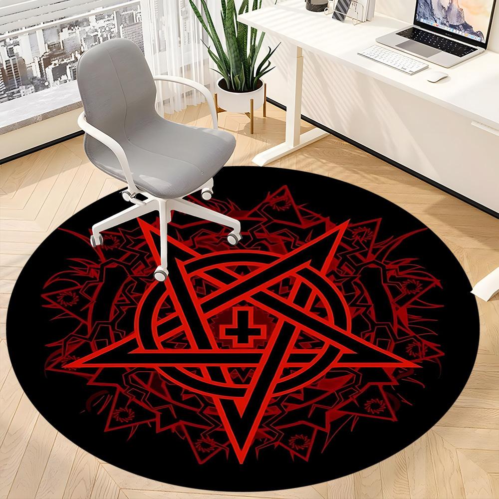 1PC Pentagram Symbol Office Round Area Rug, Indoor Mat Suitable For Office, Under Office Chairs Bedroom Living Room Home Decor, Room DecoT1223058