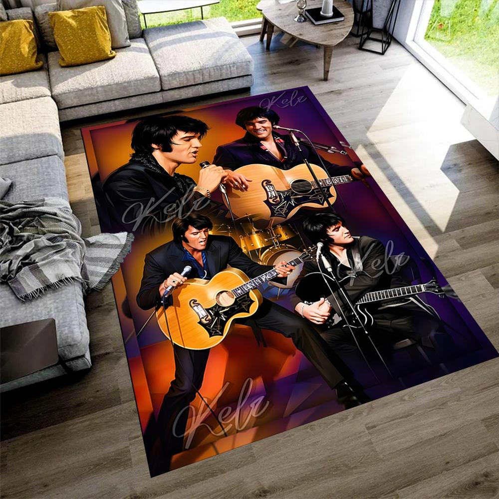 Elvis Presley Fußmatte Geeignet zur Dekoration von Zimmern Arbeitszimmern Wohnzimmern Schlafsälen Rutschfester Teppich Büros Dekorieren Perfektes Geschenk für Frauen/Männer