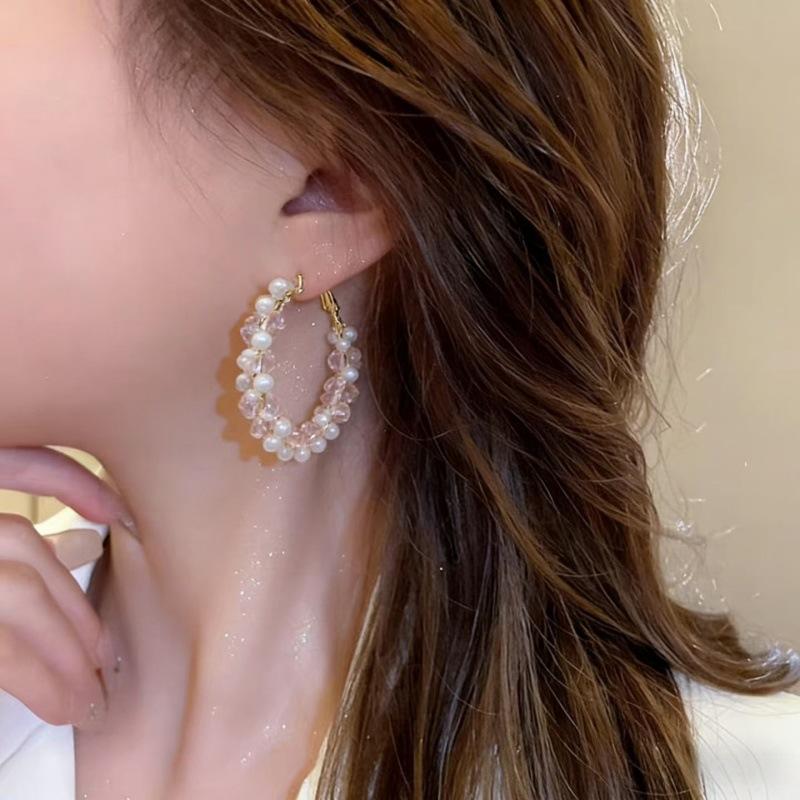 Large circle winding earrings high sense Korean simple color Internet celebrity with fashion earrings wholesale