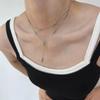 Double Layered Silver Color Bead Necklace Simple Thin Chain Round Beads Tassels Trendy Design Collarbone Chain Women's Jewelry