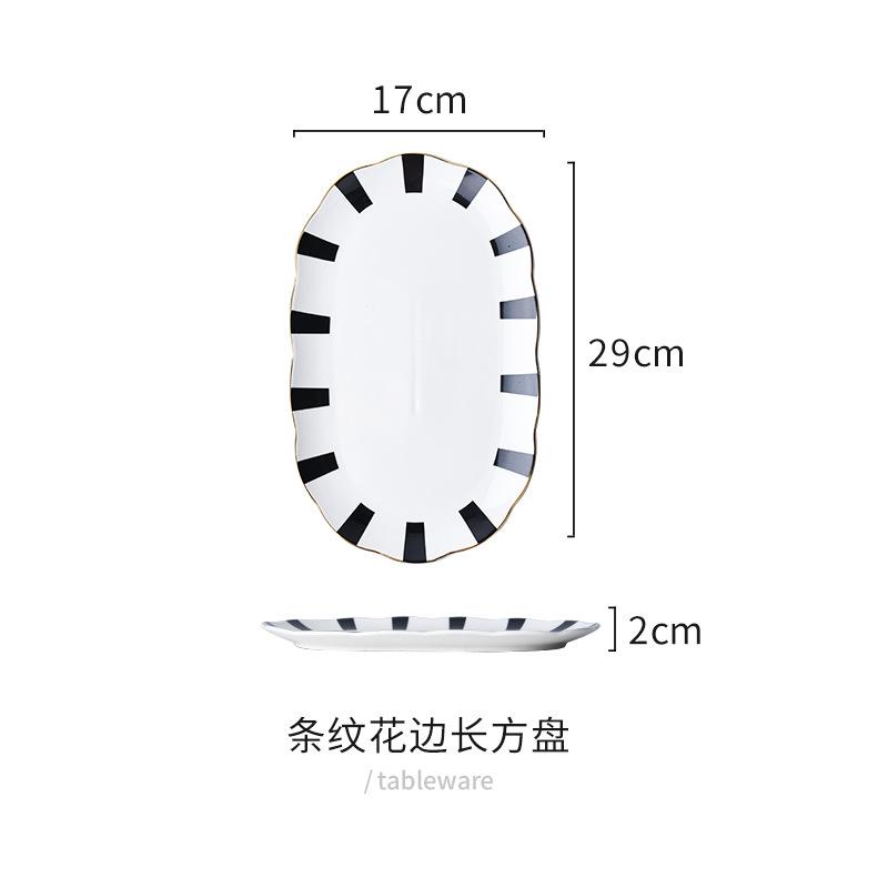 

Креативный черно-белый пятнистый керамический набор посуды Фарфоровая обеденная тарелка Суповая тарелка Салатник Тарелка для рыбы Кухонная утварь