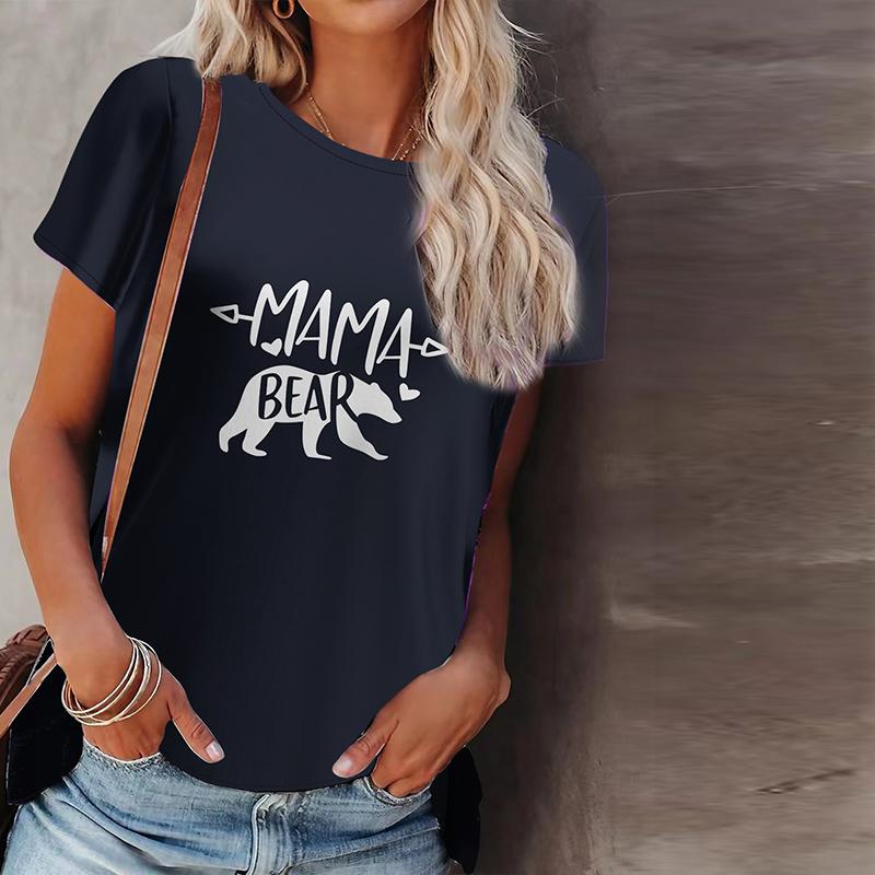 Women Summer T Shirt Woolly Bear Print Short Sleeve Tees Casual Printed Tops