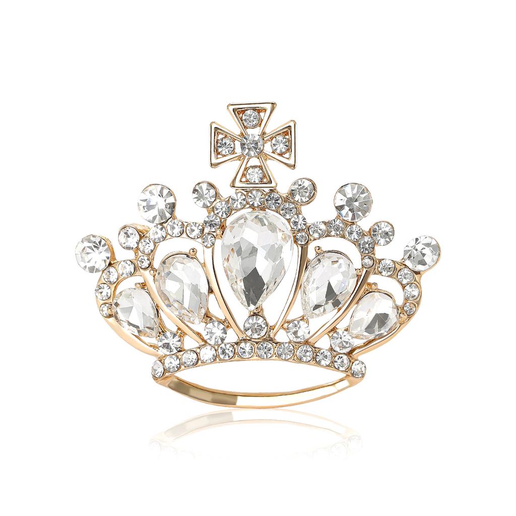 High-Grade Alloy Rhinestone Crown Brooch Exquisite And Versatile Women'S Suit Coat Corsage Jewelry Pin