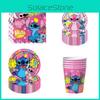 Lilo Stitch Party Supplies Set With Paper Plates Cups Napkins Tablecloth For Kids Birthday Decor