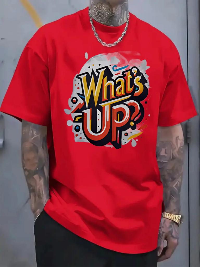 Whats Up Graphic Print TShirt 100 Cotton ONeck Short Sleeve Summer Casual Mens Tshirt Streetwear