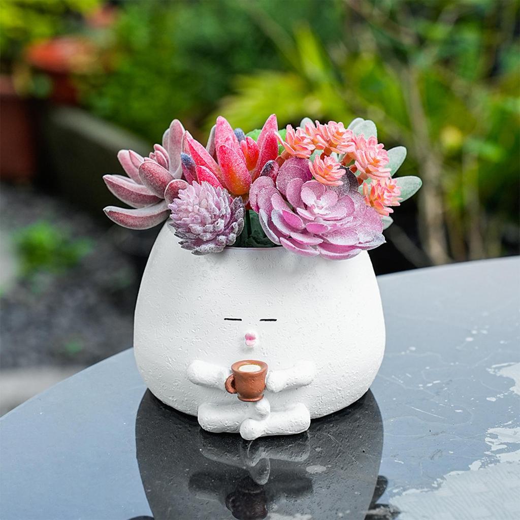 Creative decorative flower pots Funny Plant Pots Small Resin Desk Planter Small Garden Statue Coffee Cylinder Small Flower Pots